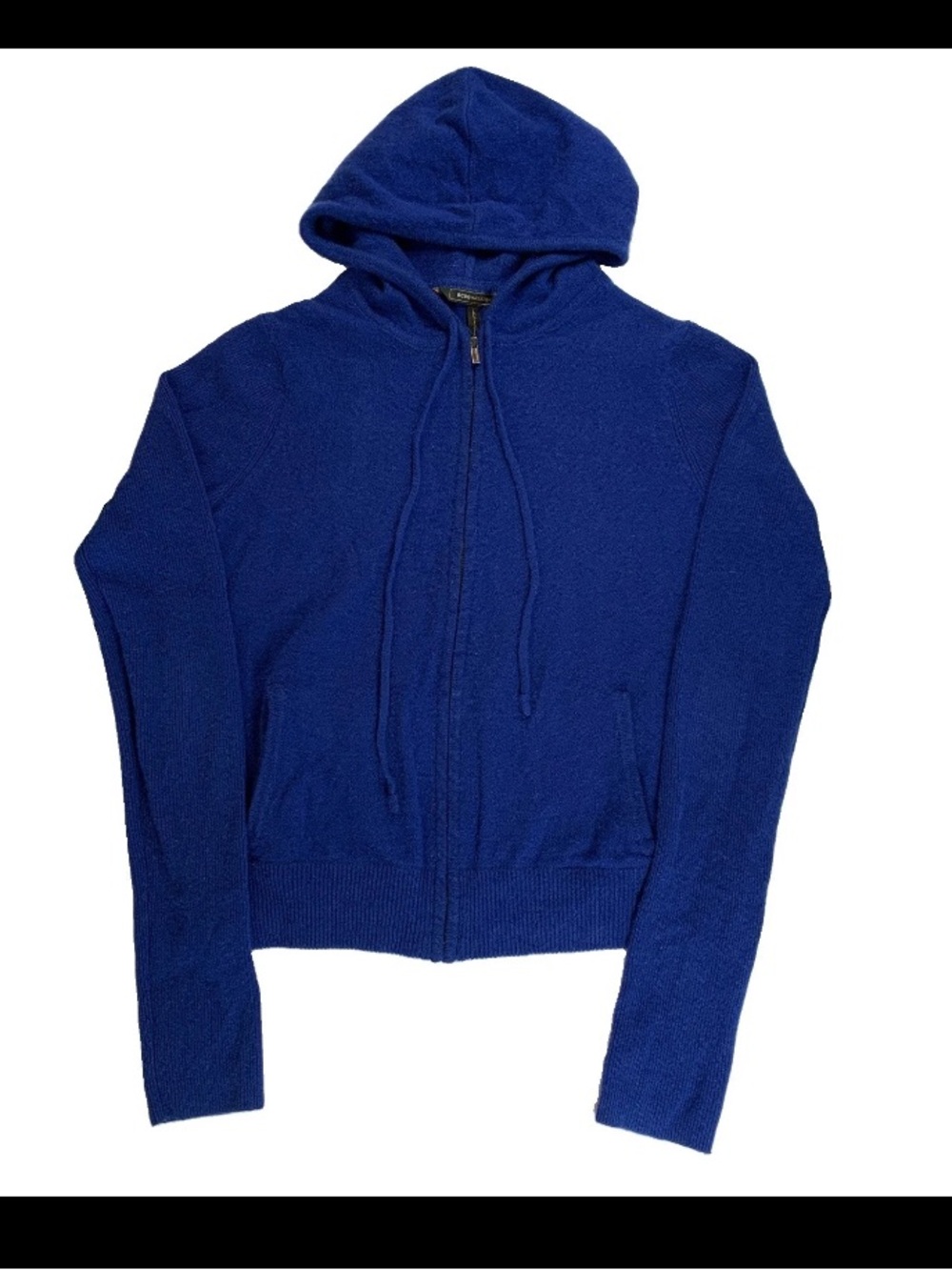 BCBG MAXAZRIA Cashmere Hoodie Women’s M/L Larkspur Blue Full Zip Quiet Luxury